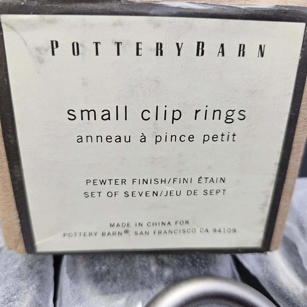 Pottery Barn Curtain Classic Clip Rings Set of 7 Pewter Small 2 Inch New